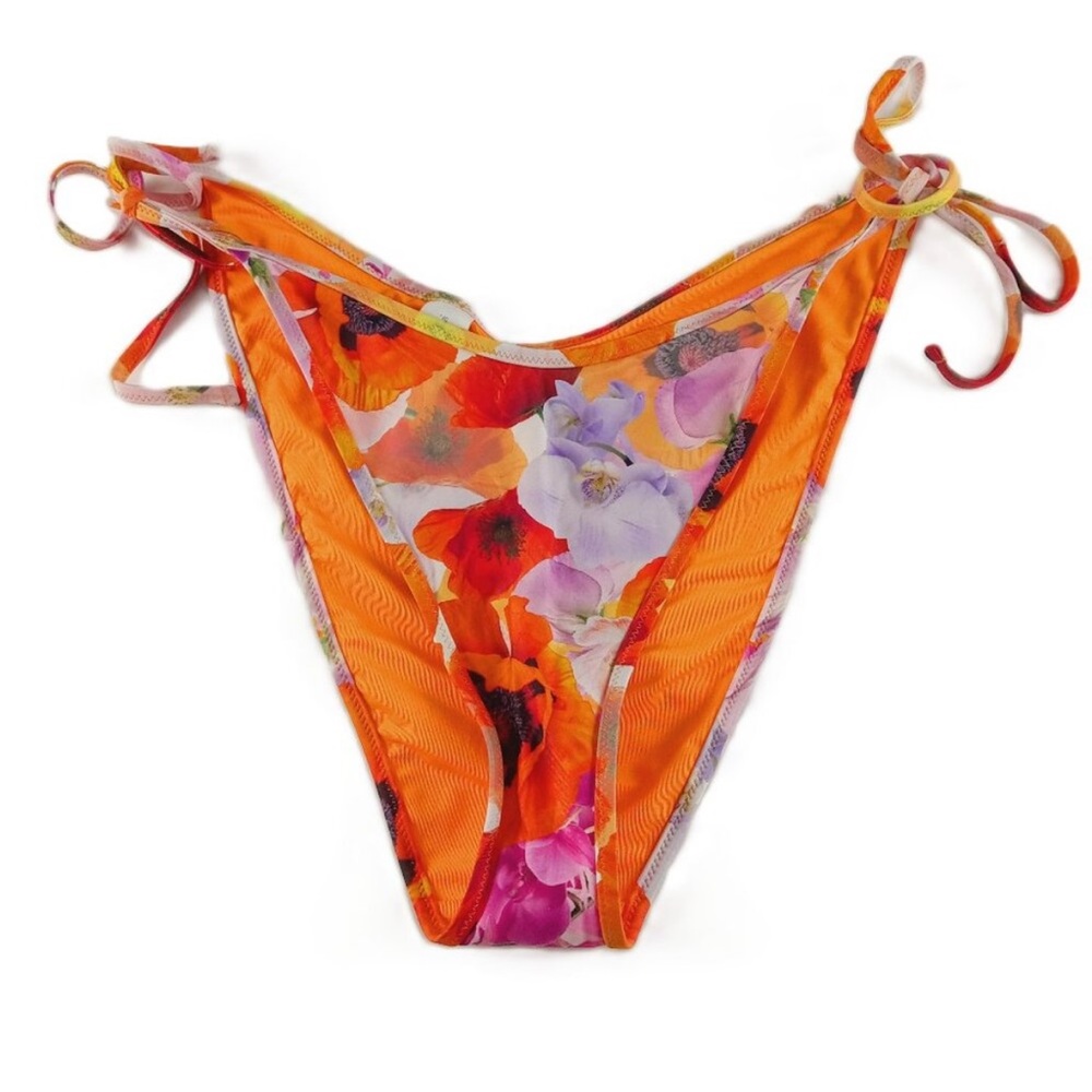 Aerie Low Rise Tie Cheekiest Bikini Bottom Women's Size Large Simply Orange